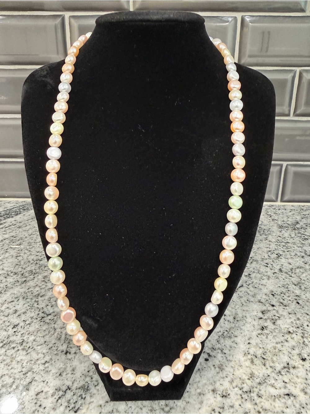 Multi-Color Freshwater Pearl Necklace in 925 Sterling Silver- Women Jewelry
